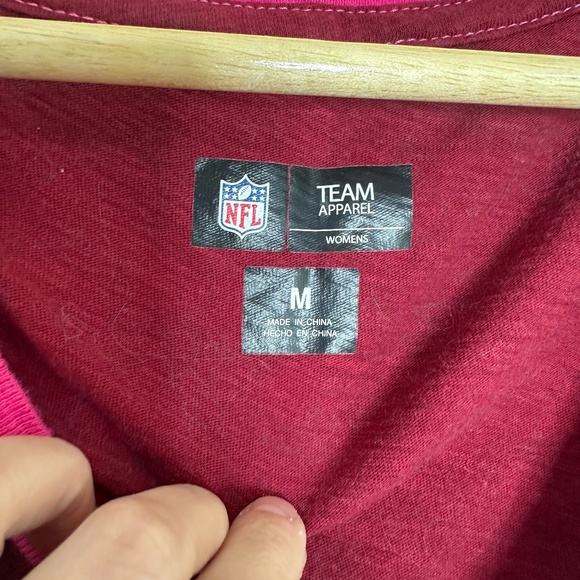 Washington Commanders NFL Pink & Red Short Sleeve V Neck T Shirt Breast Cancer - Picture 4 of 6